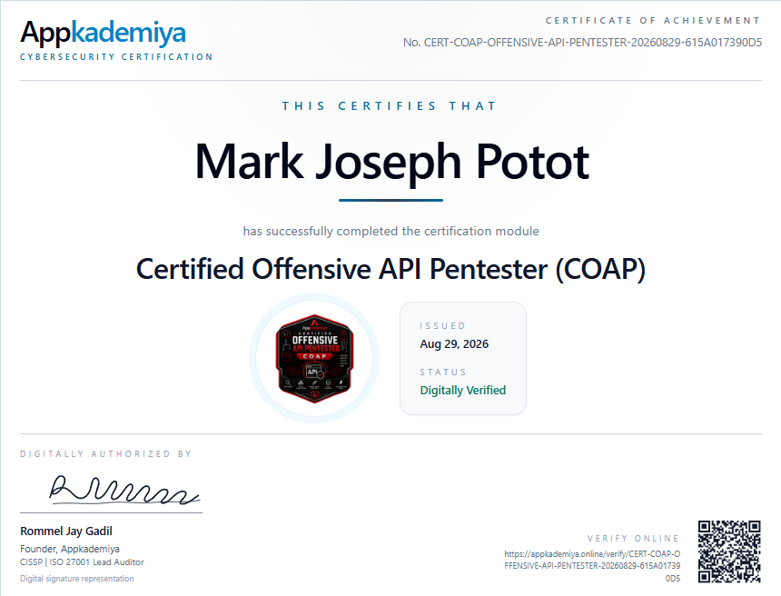 Certified Offensive API Pentester (COAP)