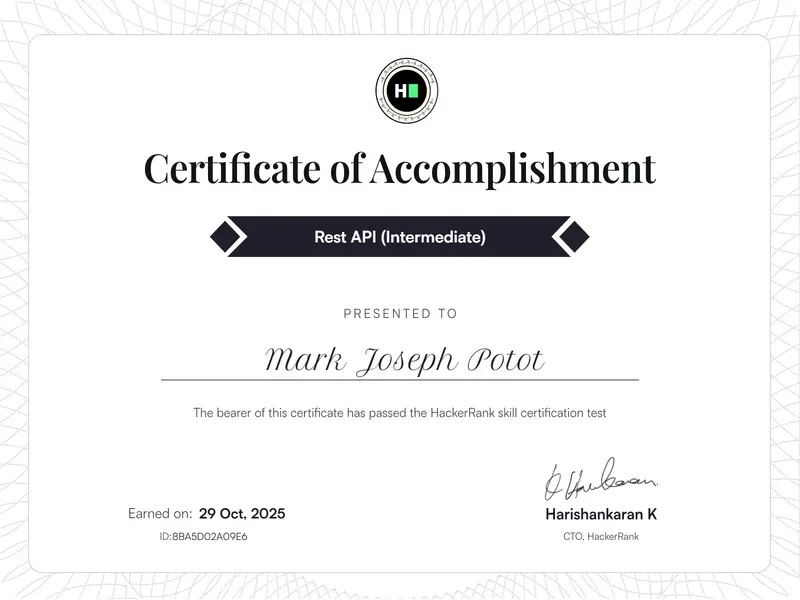 Rest API Developer (Intermediate)